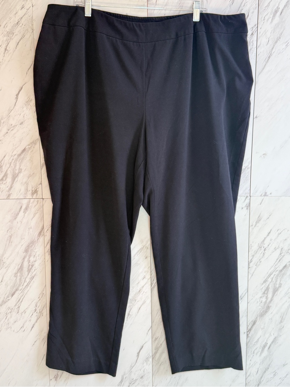 JM Collection Petite Black Pull On Capri Pants Womens 24WP Stretch Trousers